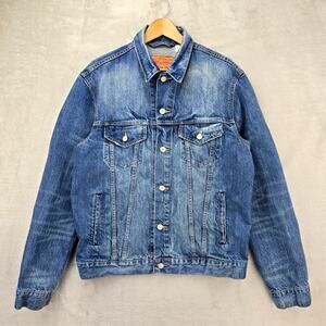 Levis Denim Jacket Mens Large Blue Type 3 Trucker Jean Marble Fade Western